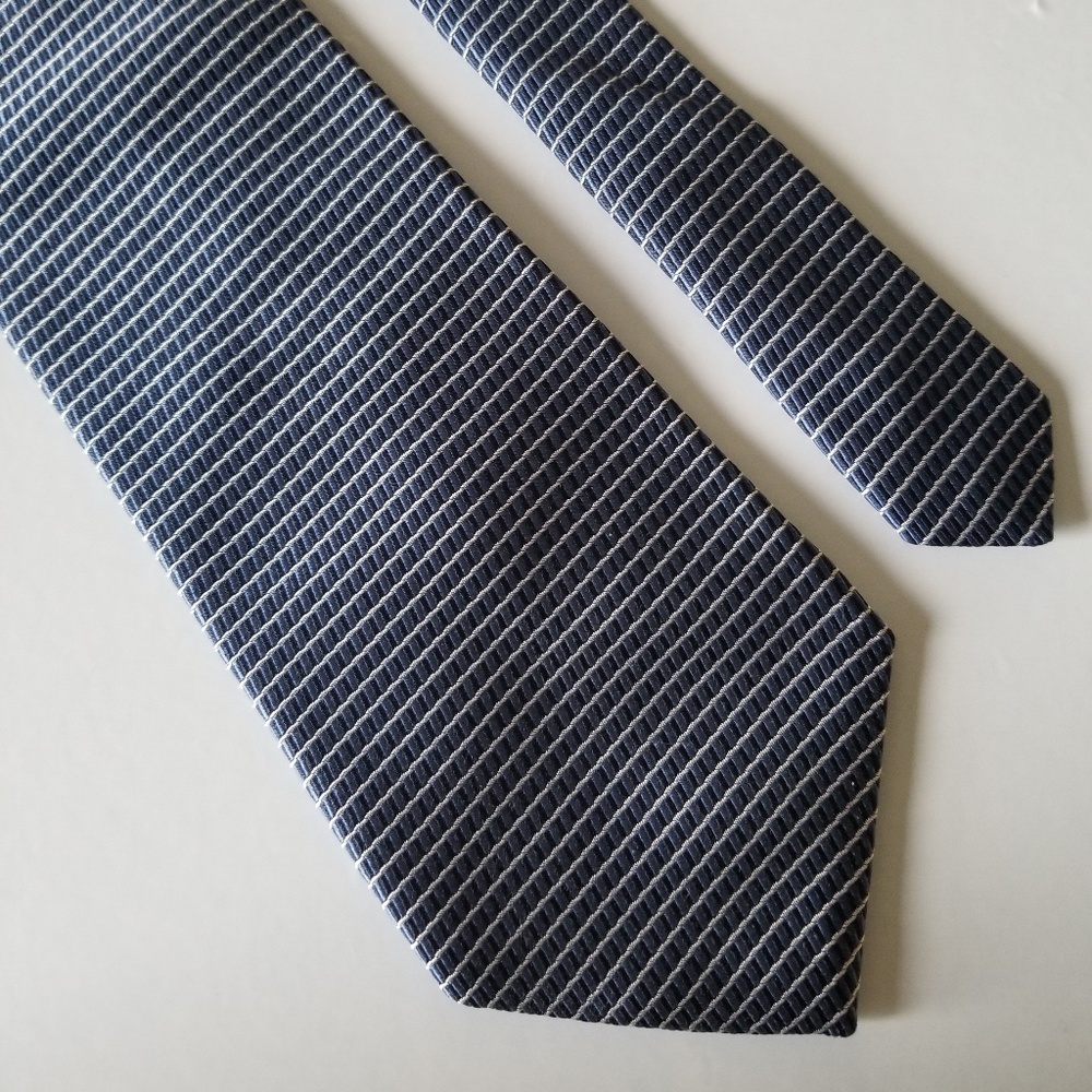 Zylos George Machado Men's Striped Blue White Tie